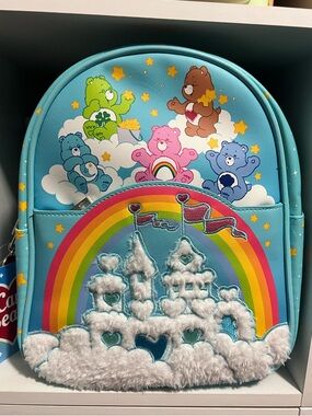 Care Bears Turquoise Rainbow Castle Plush-Trim Mini Backpack